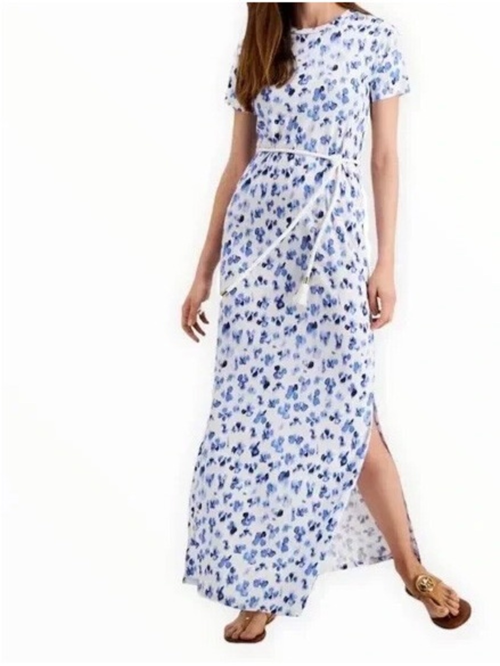 Michael Kors Blue Side Slit Rope Belt T-Shirt Dress Sz L 💙✨
